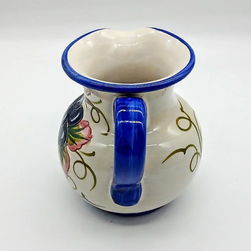 Hand-Painted Italian Grapes Small Ceramic Pitcher